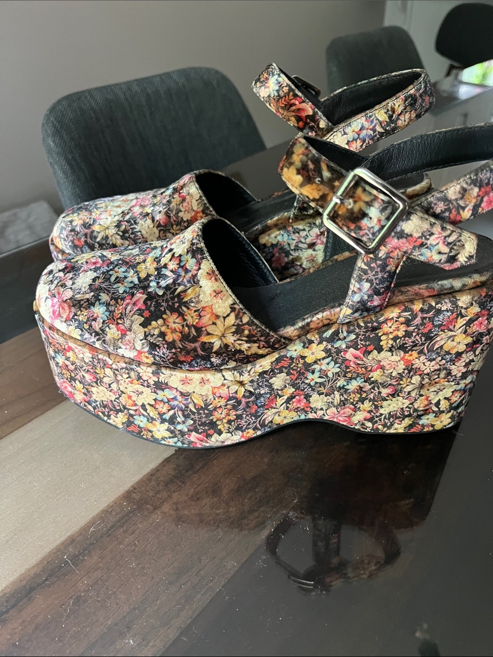 Jeffrey Campbell Floral Platform Clogs - Black Multicolor - Picture 3 of 6